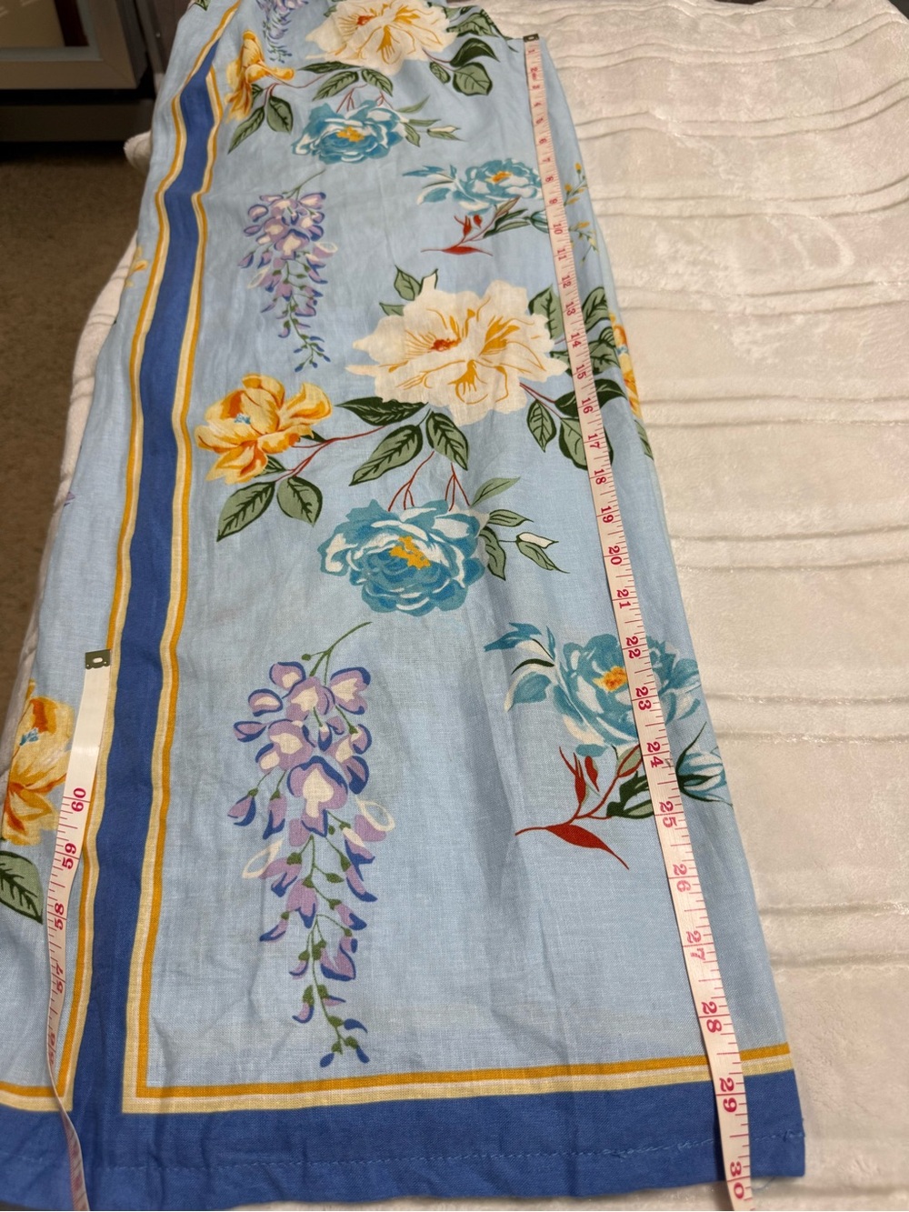 Joie Light Blue Floral Wide-Leg Linen-Blend Pants - Picture 12 of 12